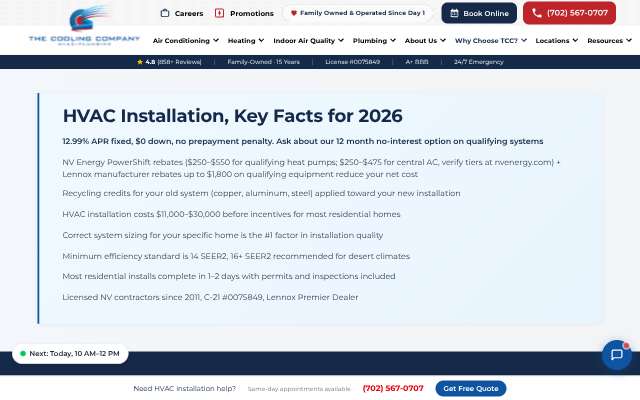 The Cooling Company's page as the assistant saw it