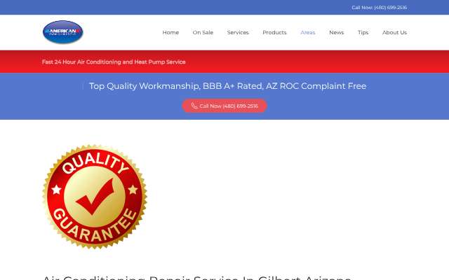 American Cooling and Heating's page as the assistant saw it