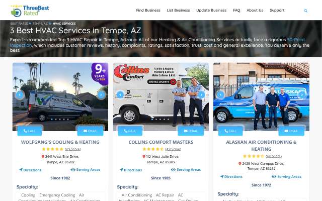 Wolfgang's Cooling & Heating's page as the assistant saw it