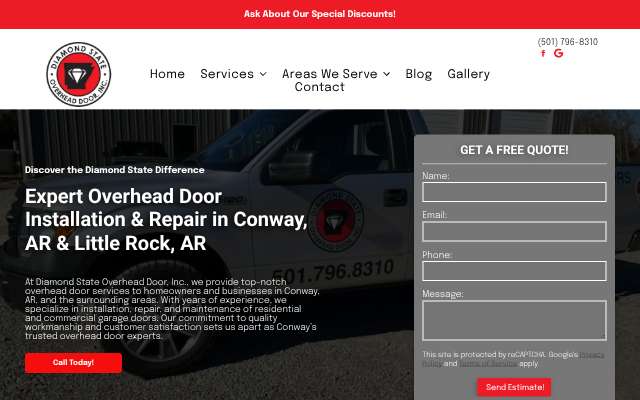 Diamond State Overhead Door Inc's page as the assistant saw it