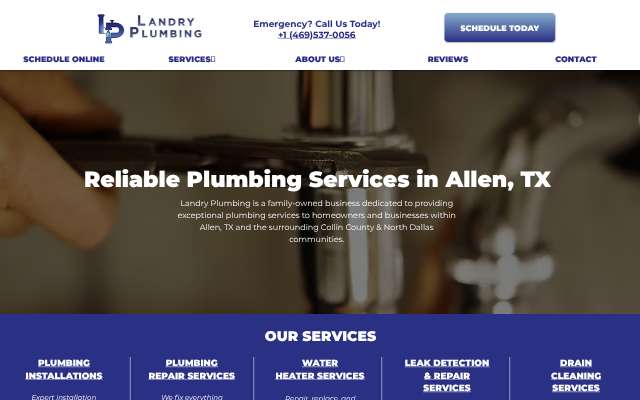 Landry Plumbing LLC's page as the assistant saw it