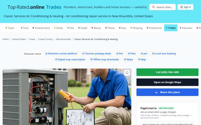 Classic Services Air Conditioning & Heating's page as the assistant saw it