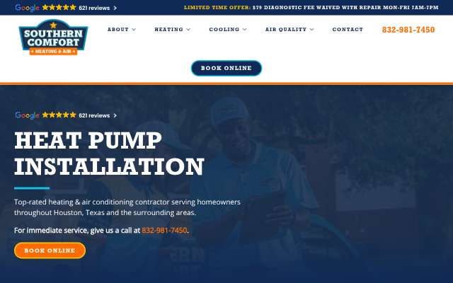 Southern Comfort Heating & Air's page as the assistant saw it