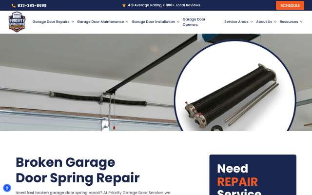 Priority Garage Door Service's page as the assistant saw it