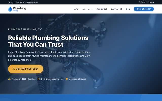 Irving Plumbing Co's page as the assistant saw it