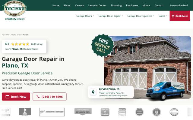 Page cited for Precision Garage Door