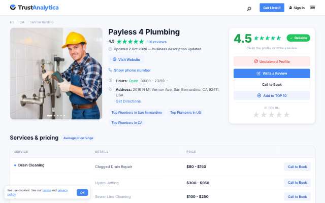 Page cited for Payless 4 Plumbing