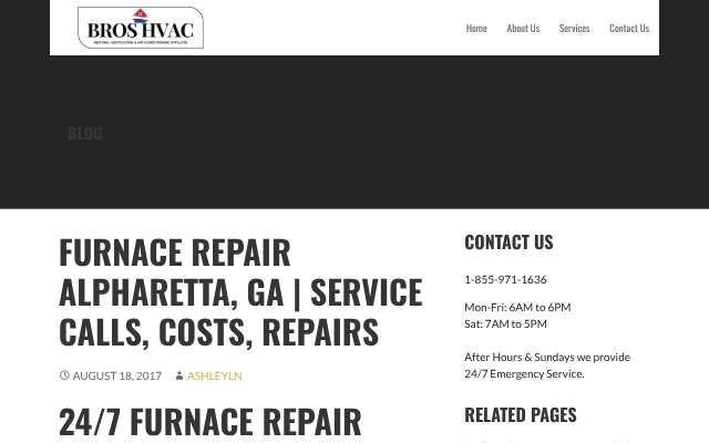Bro's HVAC's page as the assistant saw it