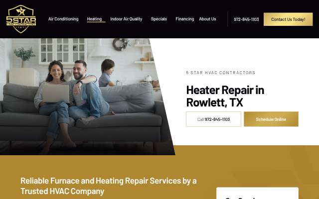 5 Star HVAC Contractors's page as the assistant saw it