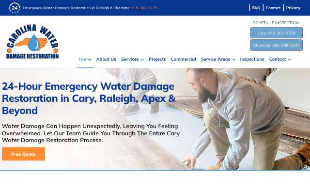 Carolina Water Damage Restoration's page as the assistant saw it