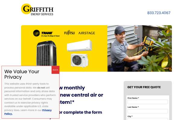 Griffith Energy Services's page as the assistant saw it
