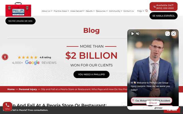 Phillips Law Group's page as the assistant saw it