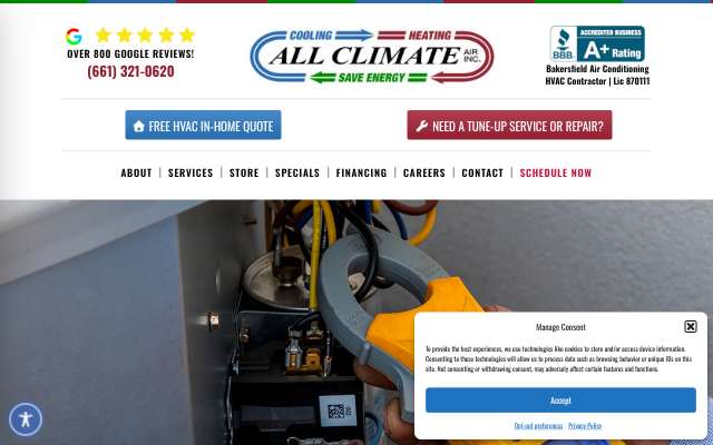 All Climate Air Inc.'s page as the assistant saw it