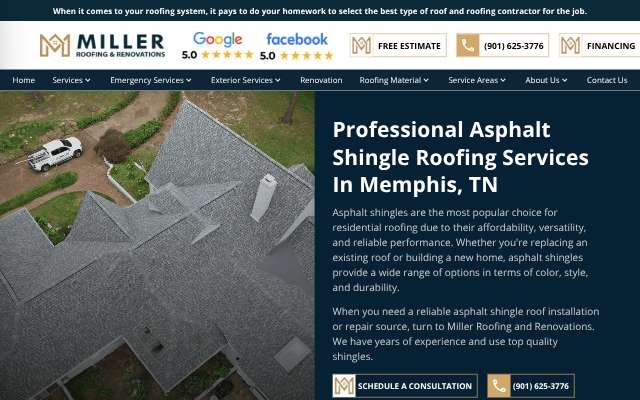 Miller Roofing & Renovations's page as the assistant saw it