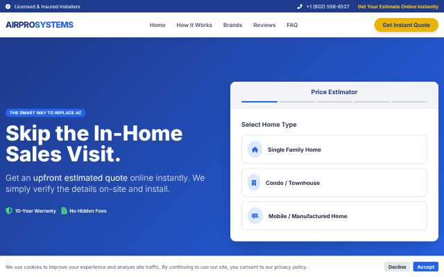 AirPro Systems's page as the assistant saw it