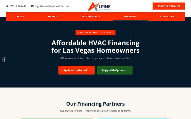 Alpine Air Conditioning & Heating's page as the assistant saw it
