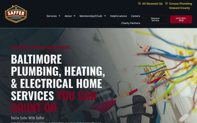 Saffer Plumbing, Heating and Electrical's page as the assistant saw it