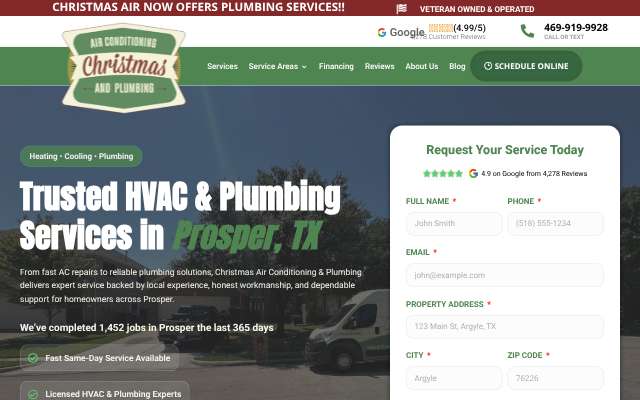 Christmas Air Conditioning and Plumbing's page as the assistant saw it