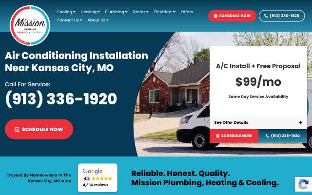 Mission Plumbing, Heating & Cooling's page as the assistant saw it