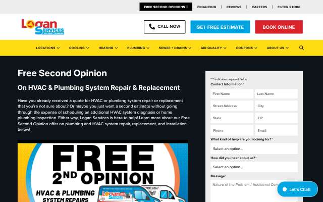 Logan Services A/C, Heat & Plumbing's page as the assistant saw it