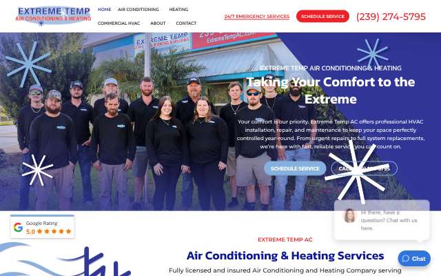 Extreme Temp Air Conditioning & Heating's page as the assistant saw it
