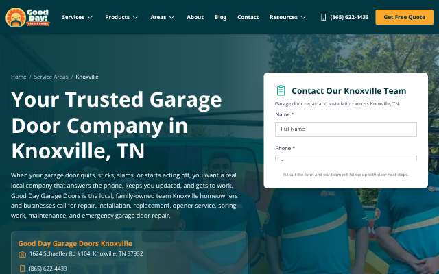 Good Day Garage Doors's page as the assistant saw it