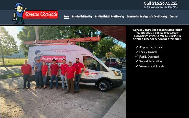 Kansas Controls Heating and Cooling's page as the assistant saw it
