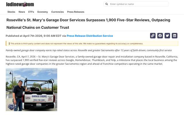 Page cited for St. Mary's Garage Door Services