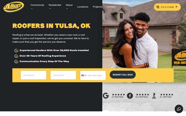 A-Best Roofing's page as the assistant saw it
