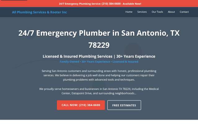 All Plumbing Services's page as the assistant saw it