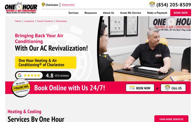 One Hour Heating & Air Conditioning of Charleston's page as the assistant saw it