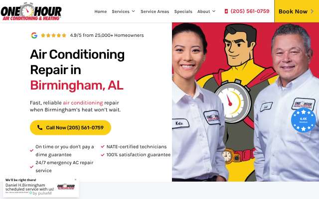One Hour Air Conditioning & Heating of Birmingham's page as the assistant saw it