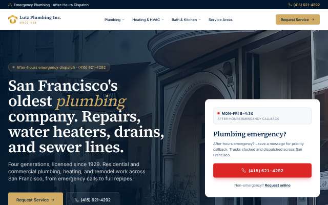 Lutz Plumbing Inc's page as the assistant saw it