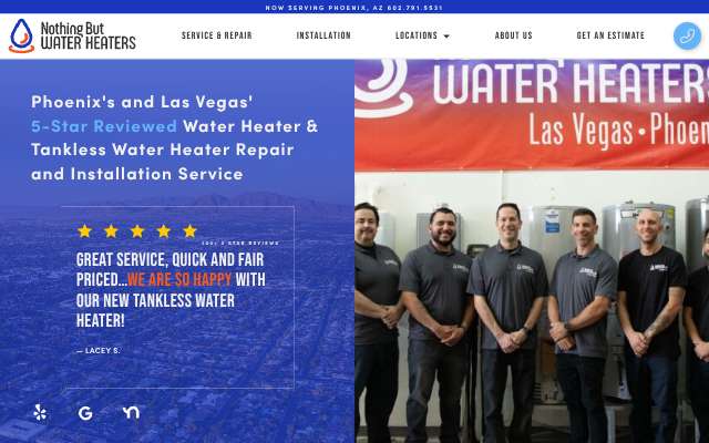 Nothing But Water Heaters's page as the assistant saw it