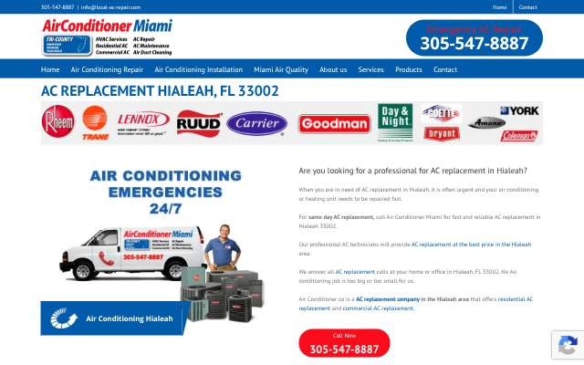 Air Conditioner Miami's page as the assistant saw it