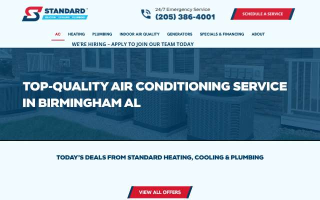 Standard Heating, Cooling & Plumbing's page as the assistant saw it