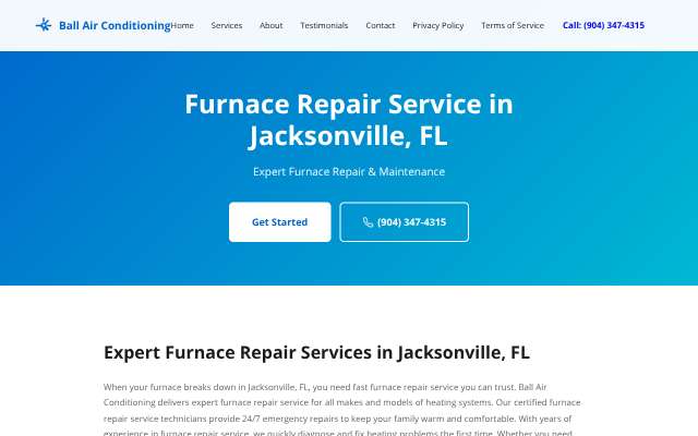 Ball Air Conditioning's page as the assistant saw it
