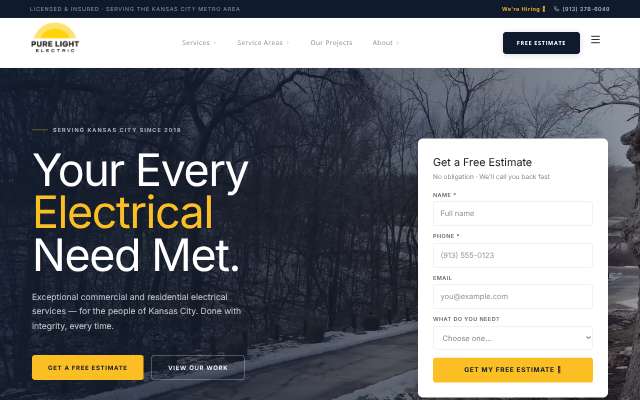 Pure Light Electric LLC's page as the assistant saw it