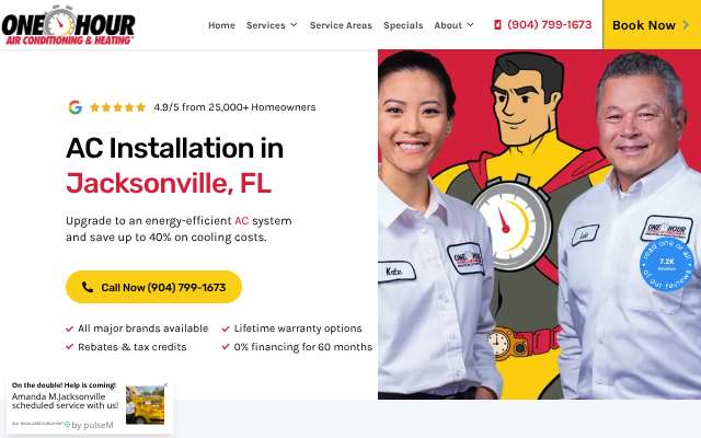 One Hour Air Conditioning & Heating's page as the assistant saw it
