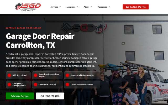 Supreme Garage Door TX's page as the assistant saw it