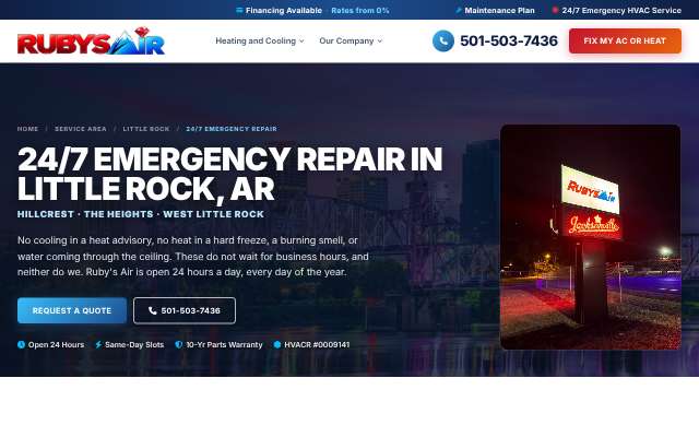 Ruby's Air's page as the assistant saw it