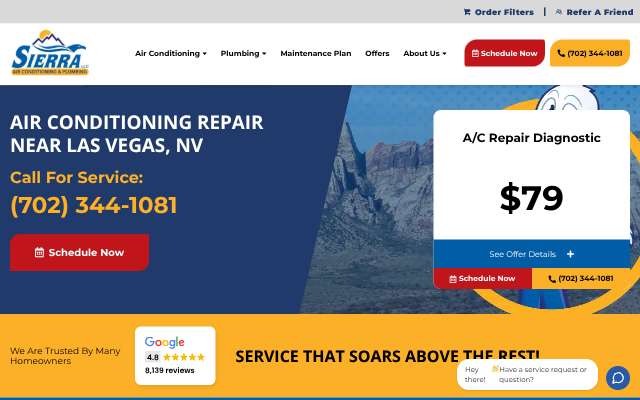Sierra Air Conditioning And Plumbing's page as the assistant saw it