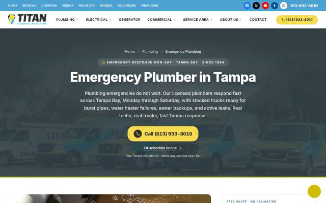 Titan Plumbing & Electric's page as the assistant saw it