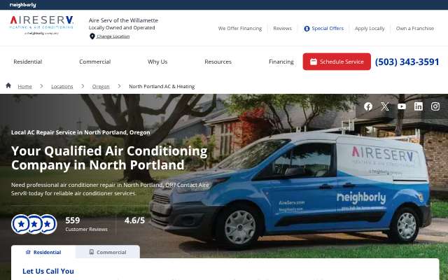 Aire Serv of the Willamette Valley's page as the assistant saw it