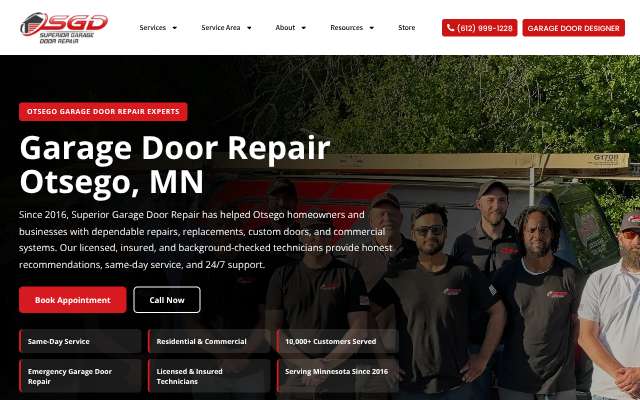 Superior Garage Door's page as the assistant saw it