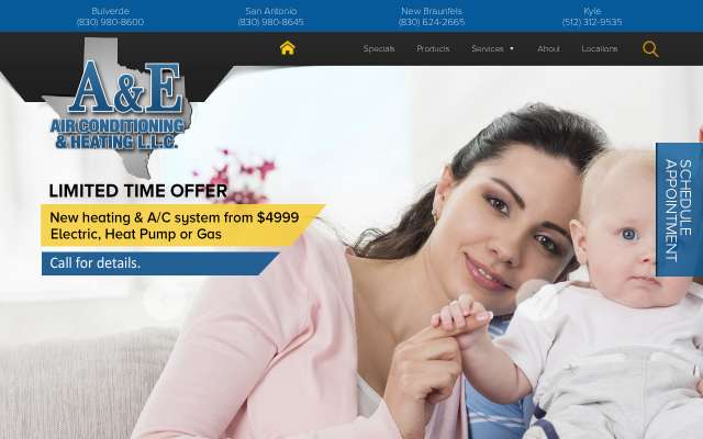 A & E Air Conditioning & Heating's page as the assistant saw it