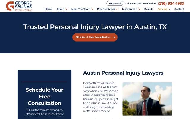 George Salinas Injury Lawyers's page as the assistant saw it