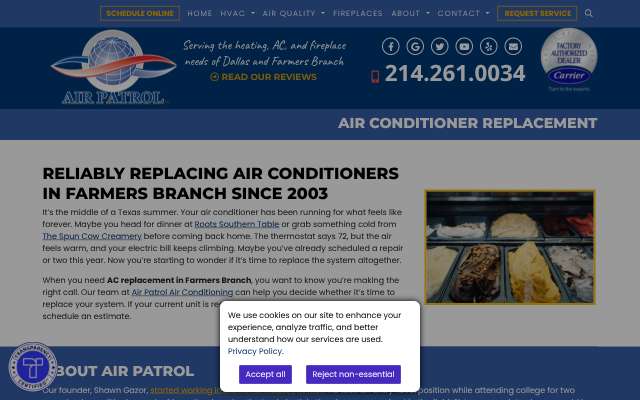 Air Patrol Air Conditioning's page as the assistant saw it