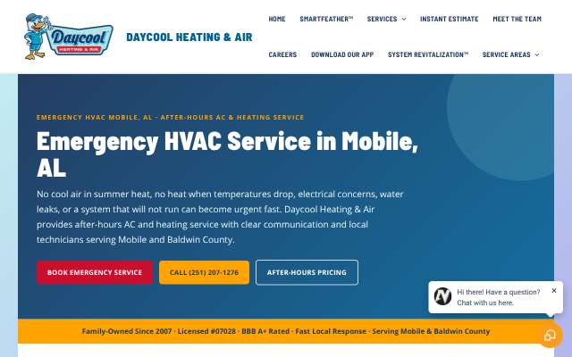 Daycool Heating & Air's page as the assistant saw it