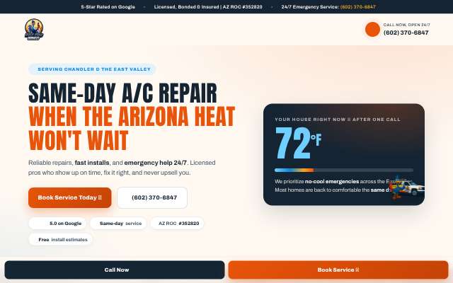 Rush HVAC Services's page as the assistant saw it
